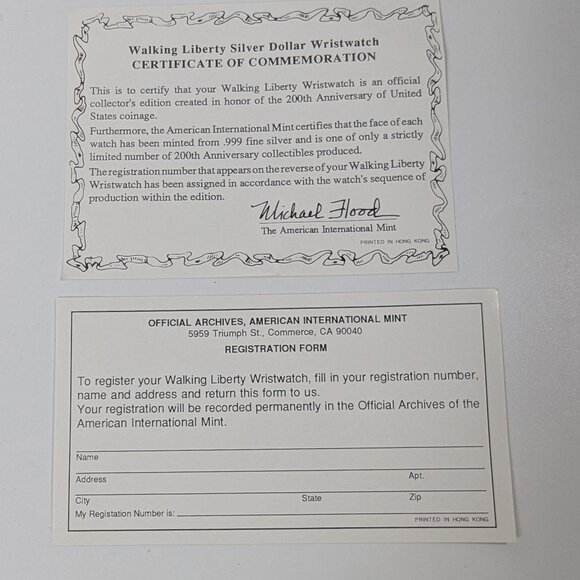 Original Walking Liberty Silver Dollar Wrist Watch #0162 Original Paperwork/Box - Picture 2 of 10